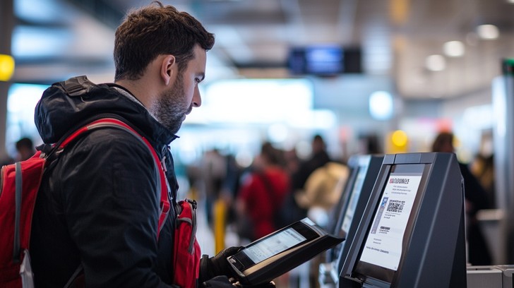 Corporate traveler at the airport for business flights and work trips